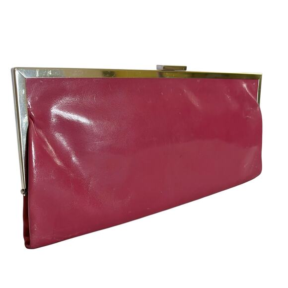 HOBO Valentina Sangria Leather Clutch - Y2K Berry Frame Evening Bag